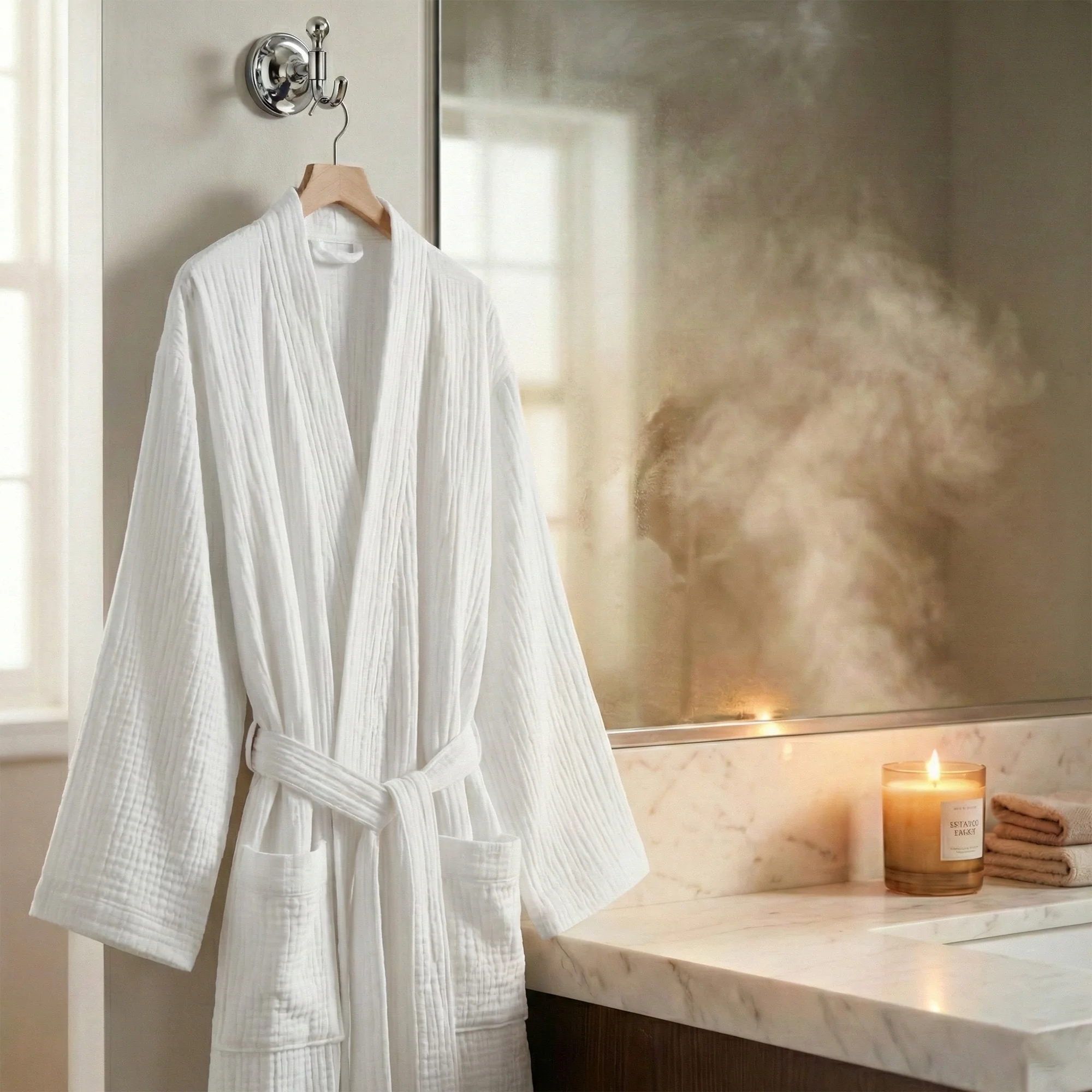 The Four-Seasons Bathrobe - 100% Muslin Cotton - Image 10