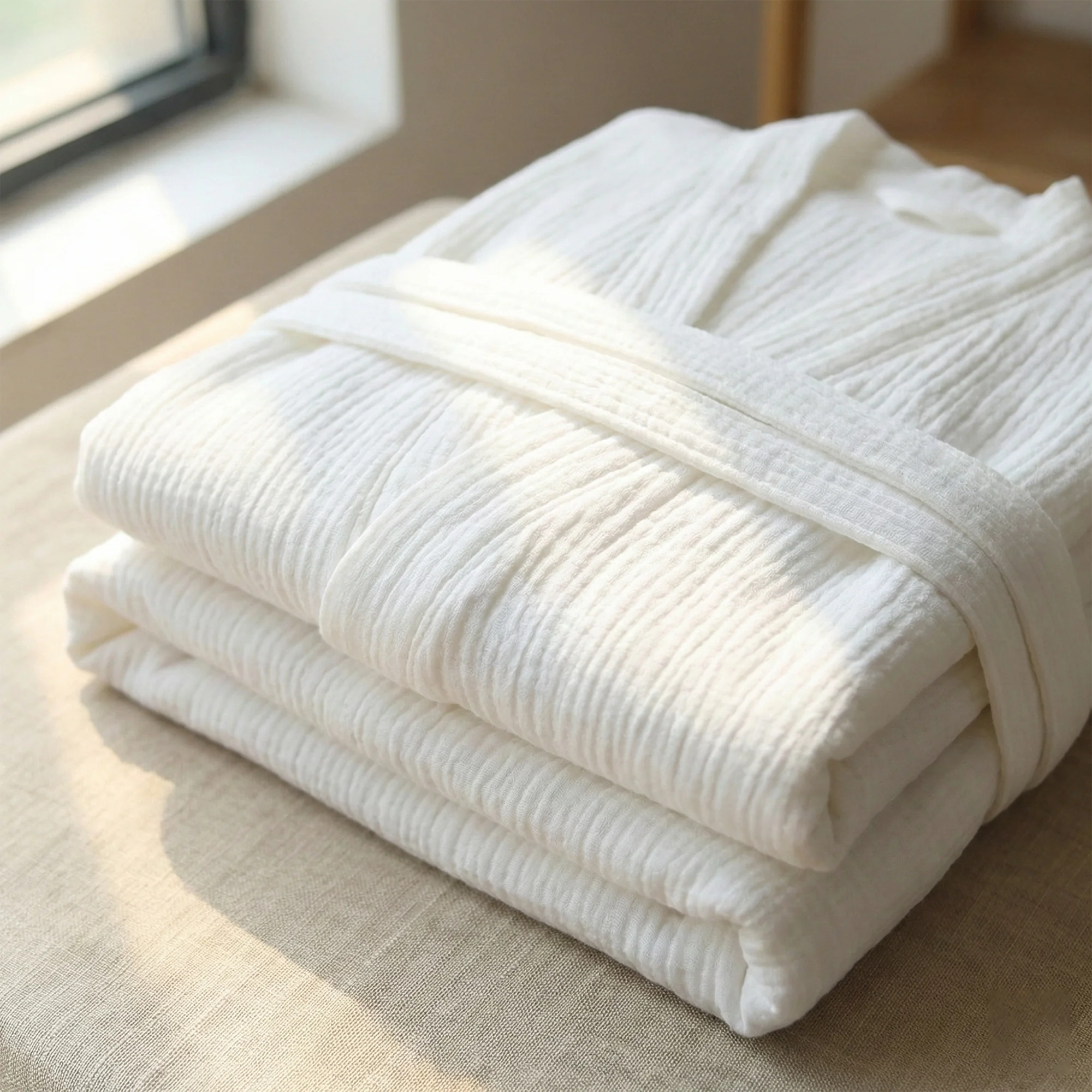 The Four-Seasons Bathrobe - 100% Muslin Cotton - Image 11