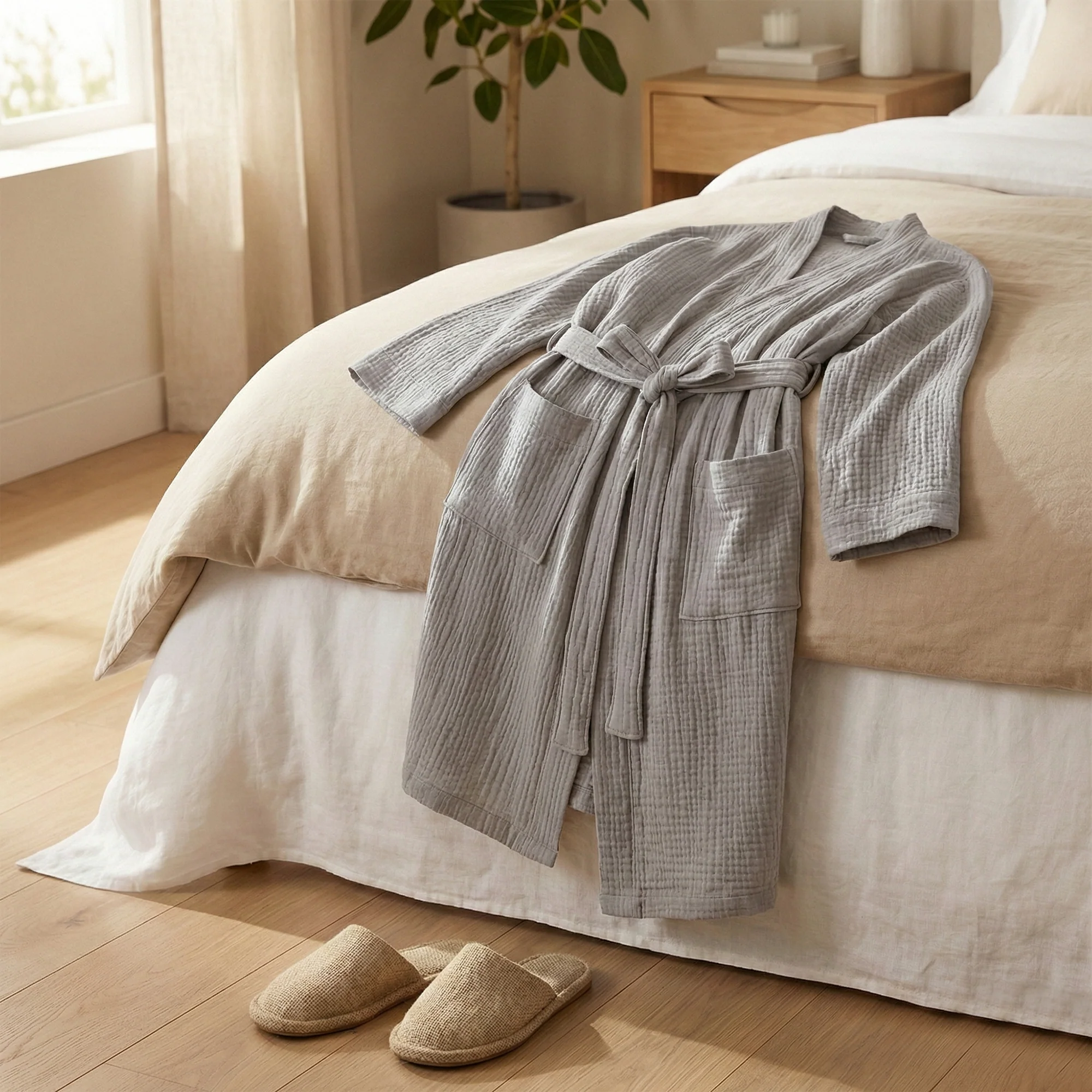 The Four-Seasons Bathrobe - 100% Muslin Cotton - Image 21