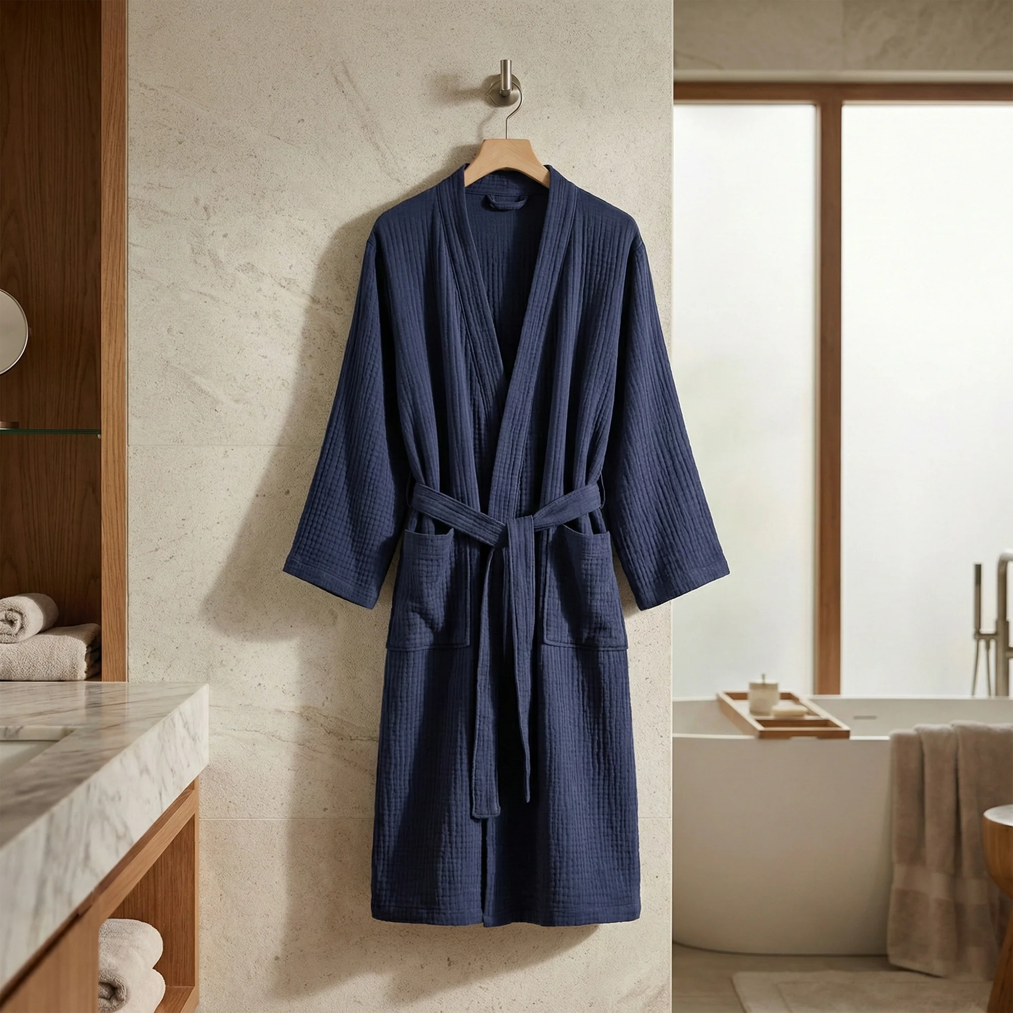 The Four-Seasons Bathrobe - 100% Muslin Cotton - Image 23