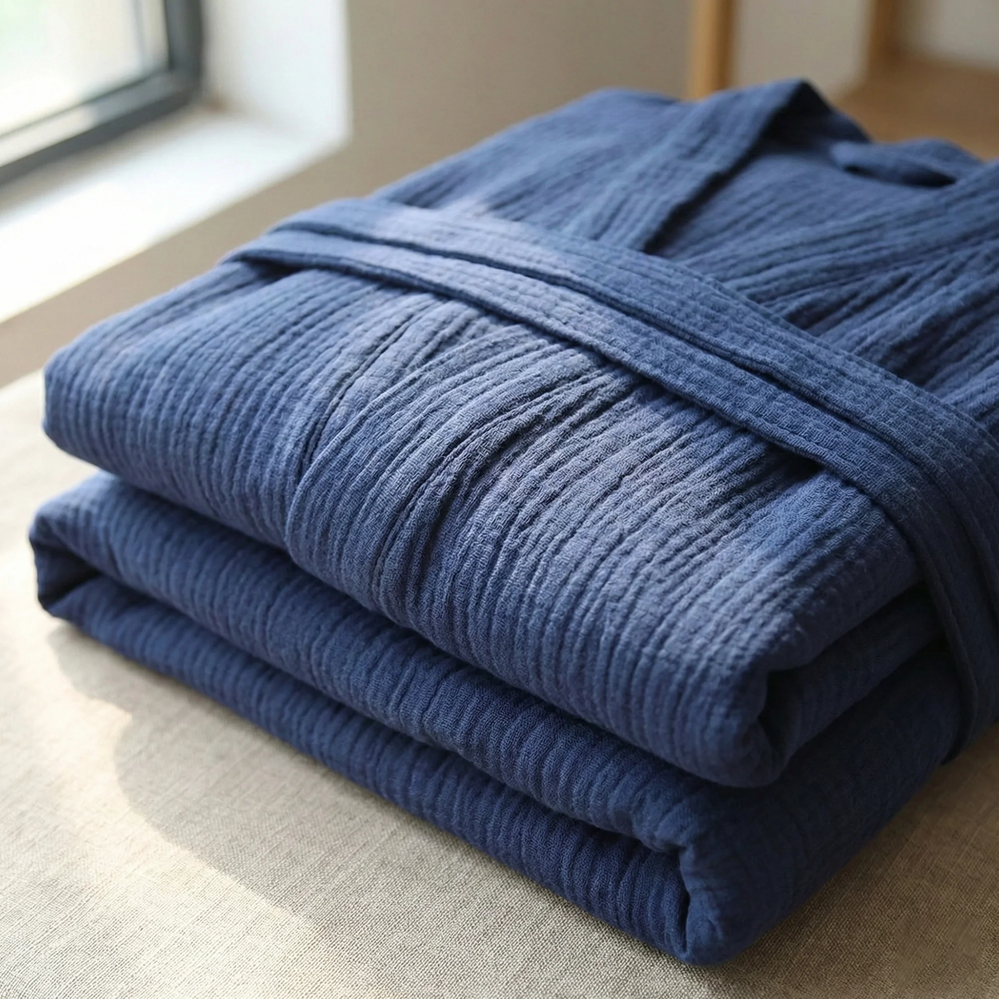The Four-Seasons Bathrobe - 100% Muslin Cotton - Image 25