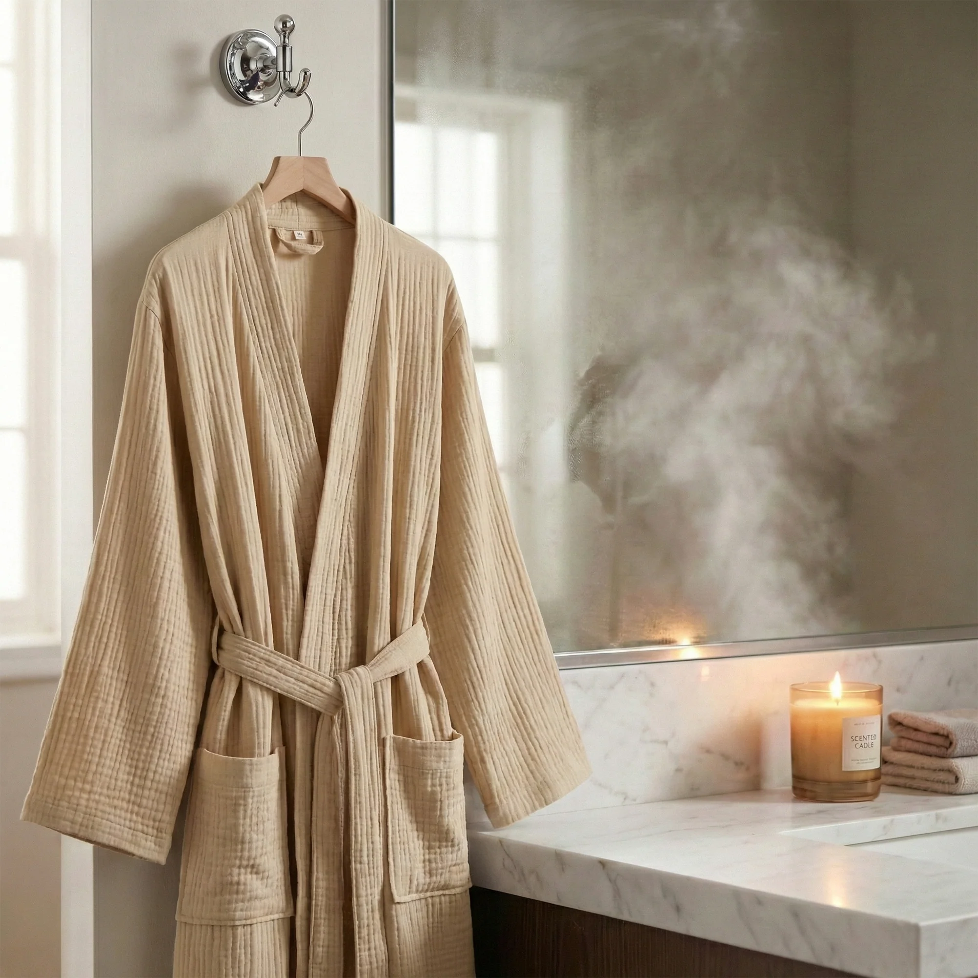 The Four-Seasons Bathrobe - 100% Muslin Cotton - Image 3