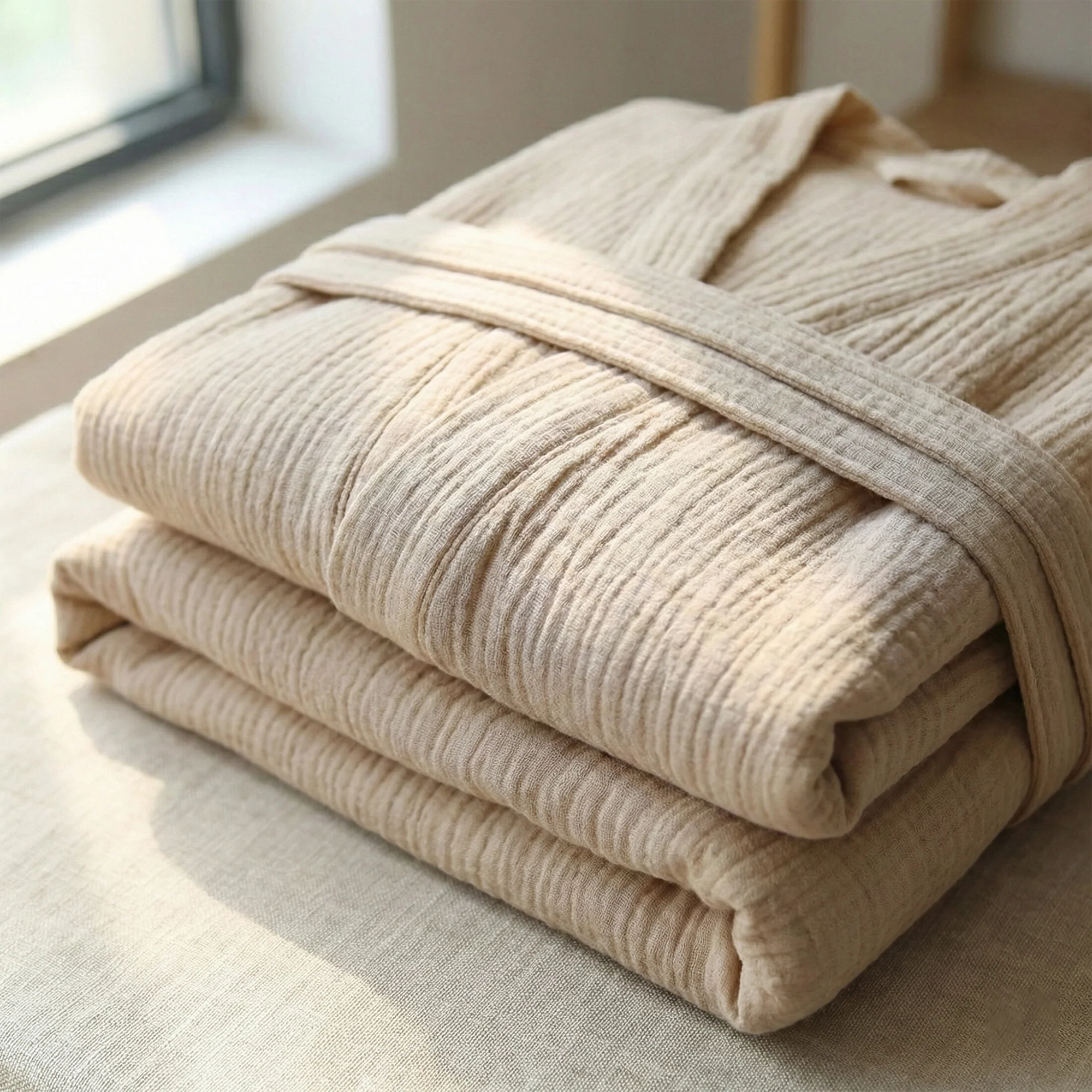 The Four-Seasons Bathrobe - 100% Muslin Cotton - Image 4